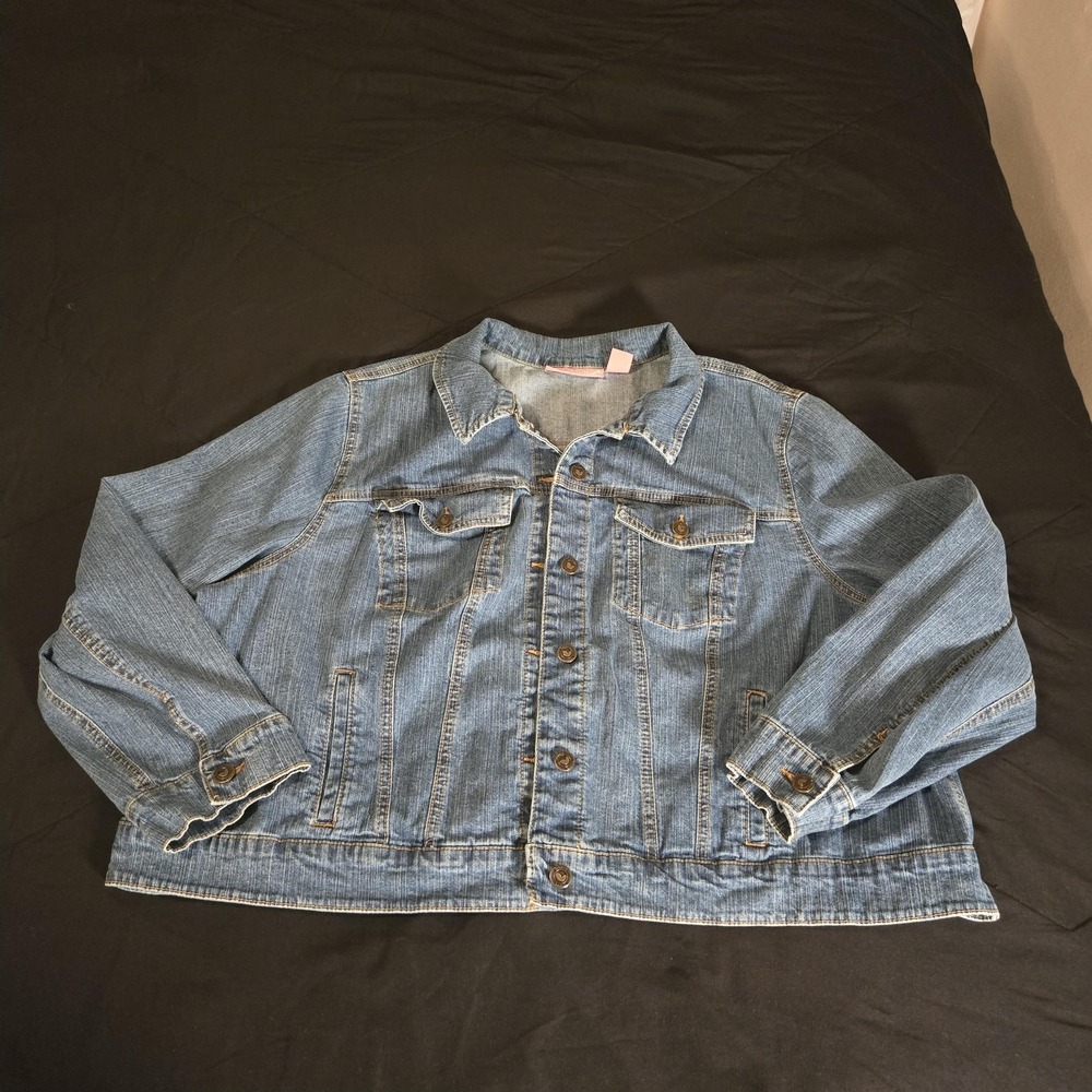 Zanadi Denim Trucker Jacket Women Plus 2X Blue Excellent Classic Layering